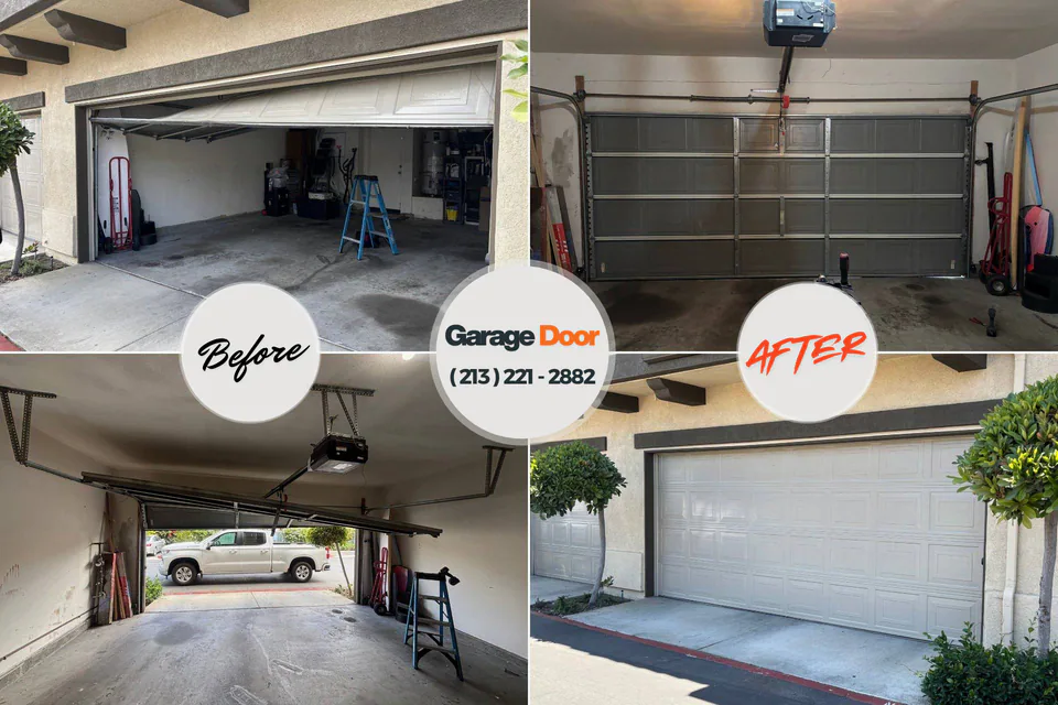 Before and after: garage door repair Redwood City, CA